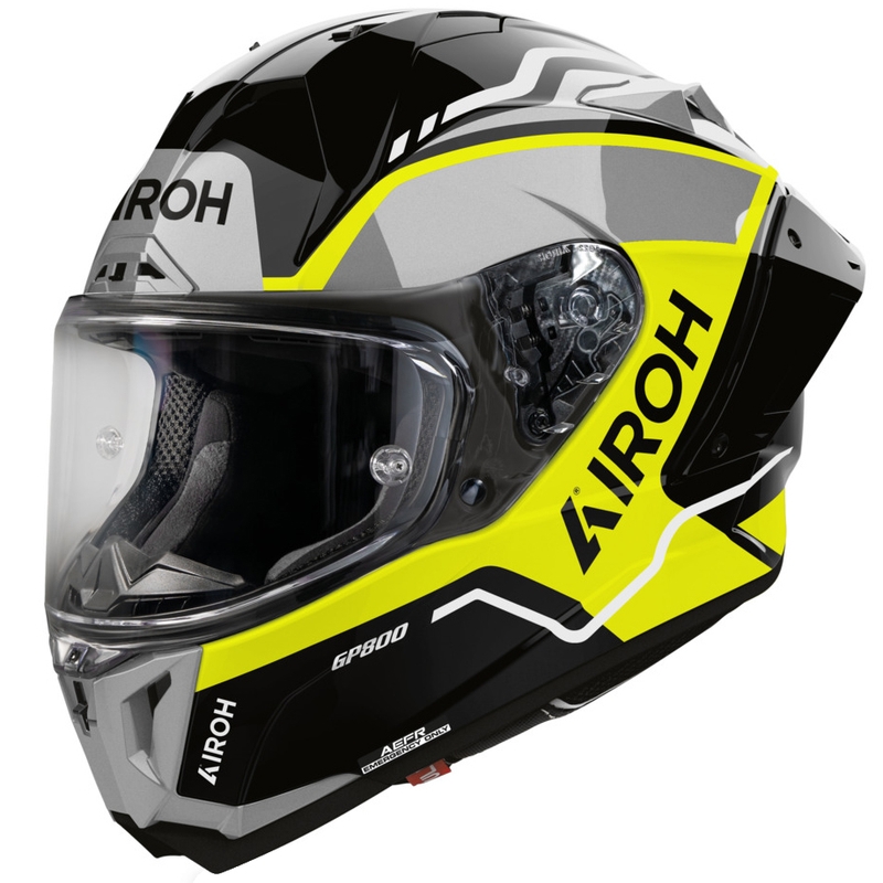 Casco integral de moto Airoh GP 800 Lane, color amarillo flúor.
