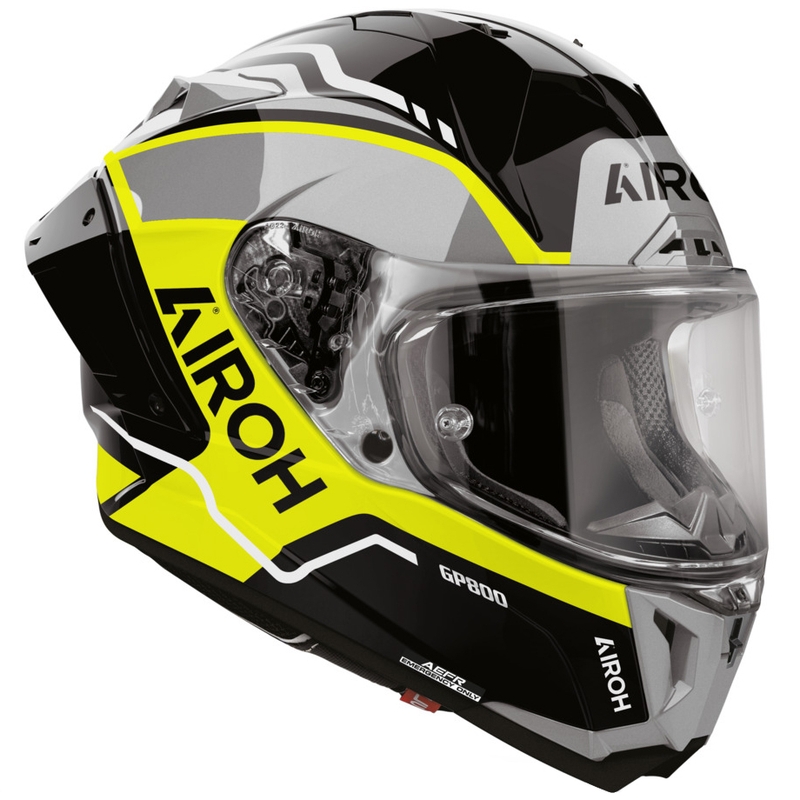 Casco integral de moto Airoh GP 800 Lane, color amarillo flúor.