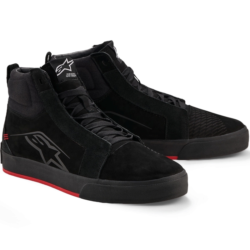 Botas de moto Alpinestars Ride-63 de cuero negro-rojo