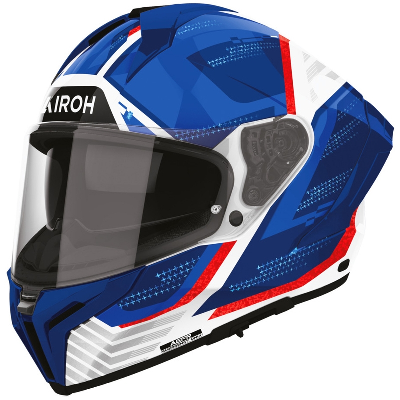 Casco integral de motocicleta Airoh Matryx Starburst azul-rojo