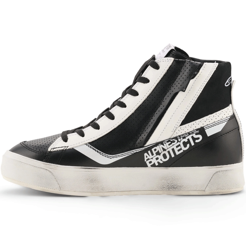 Botas de moto Alpinestars Stella Stated Flair para mujer, color negro y blanco.