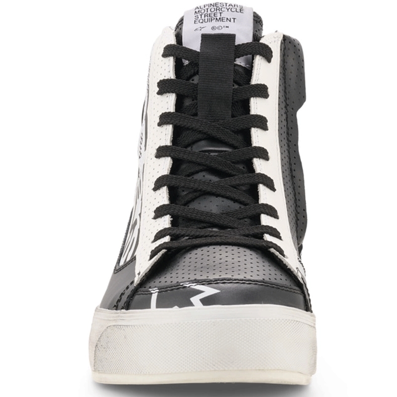 Botas de moto Alpinestars Stella Stated Flair para mujer, color negro y blanco.