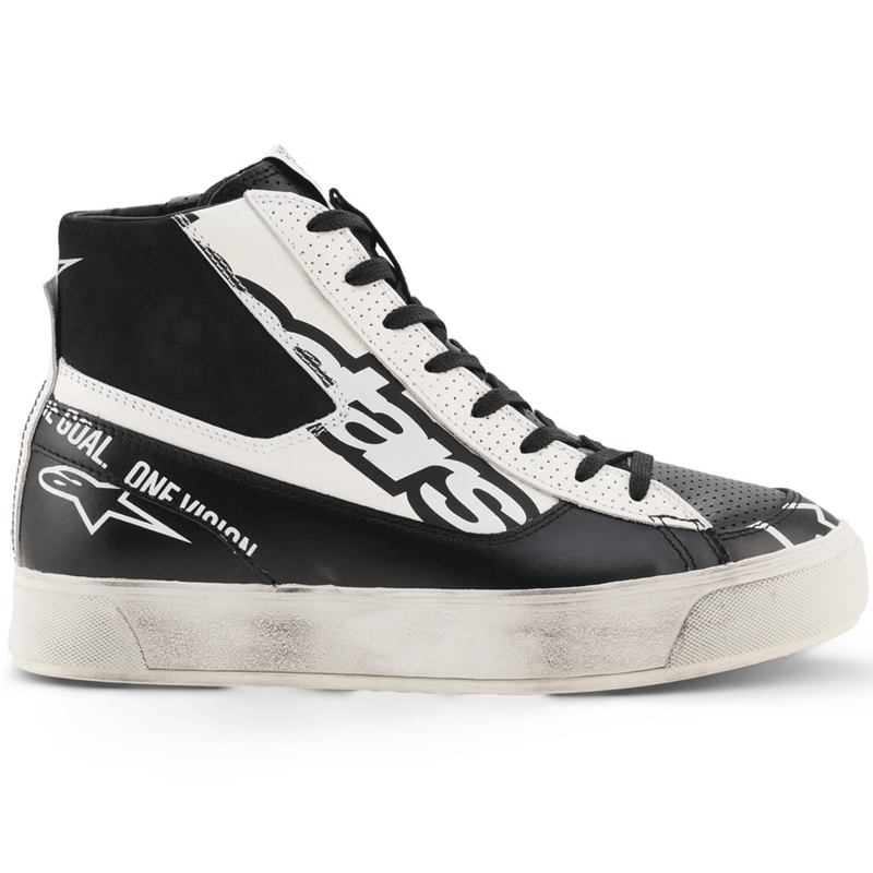 Botas de moto Alpinestars Stella Stated Flair para mujer, color negro y blanco.