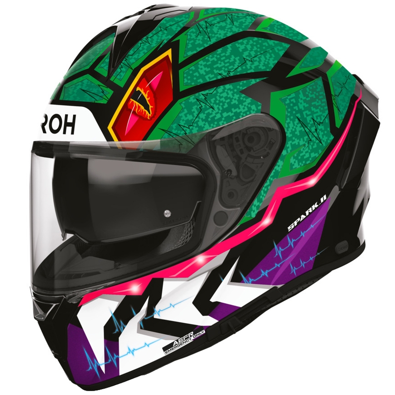 Casco integral de motocicleta Airoh Spark 2 Rex negro-verde-morado