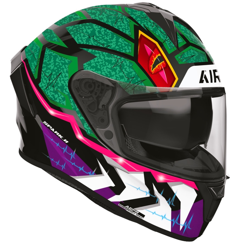 Casco integral de motocicleta Airoh Spark 2 Rex negro-verde-morado