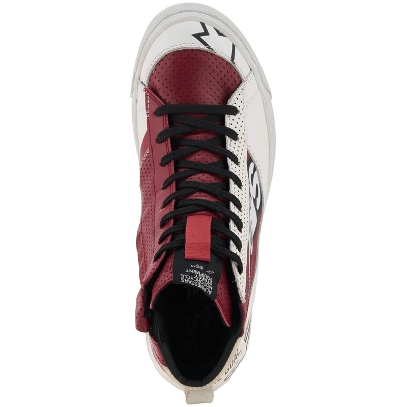 Botas de moto Alpinestars Stella Stated Flair para mujer, color blanco y rojo.