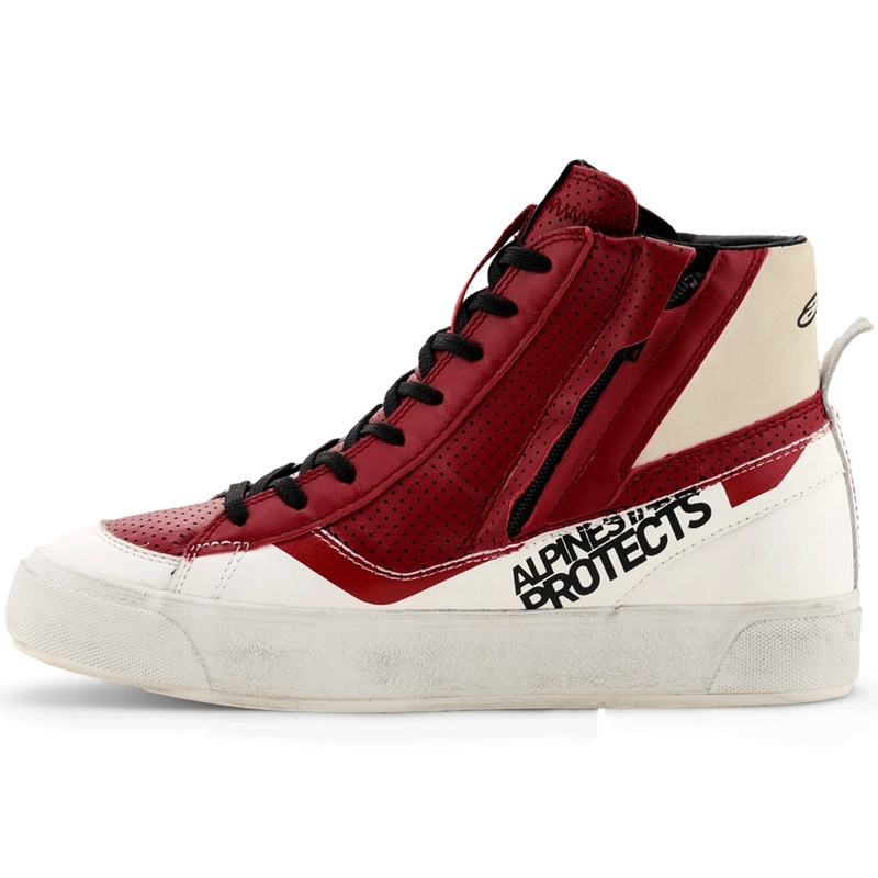 Botas de moto Alpinestars Stella Stated Flair para mujer, color blanco y rojo.