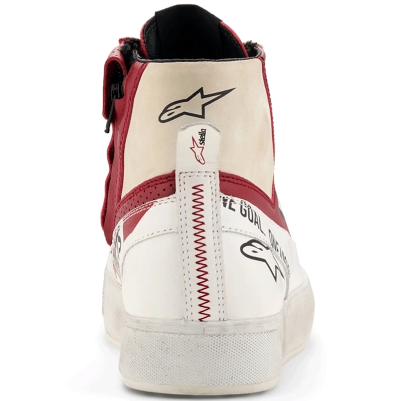 Botas de moto Alpinestars Stella Stated Flair para mujer, color blanco y rojo.