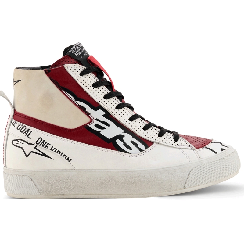 Botas de moto Alpinestars Stella Stated Flair para mujer, color blanco y rojo.