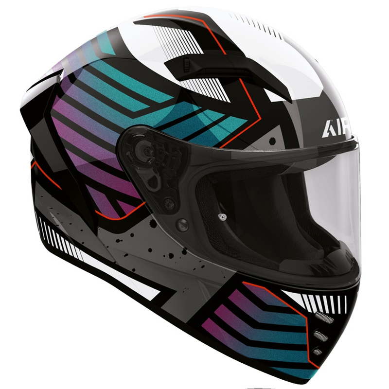 Casco integral de motocicleta Airoh Connor Flex blanco-gris-azul-morado