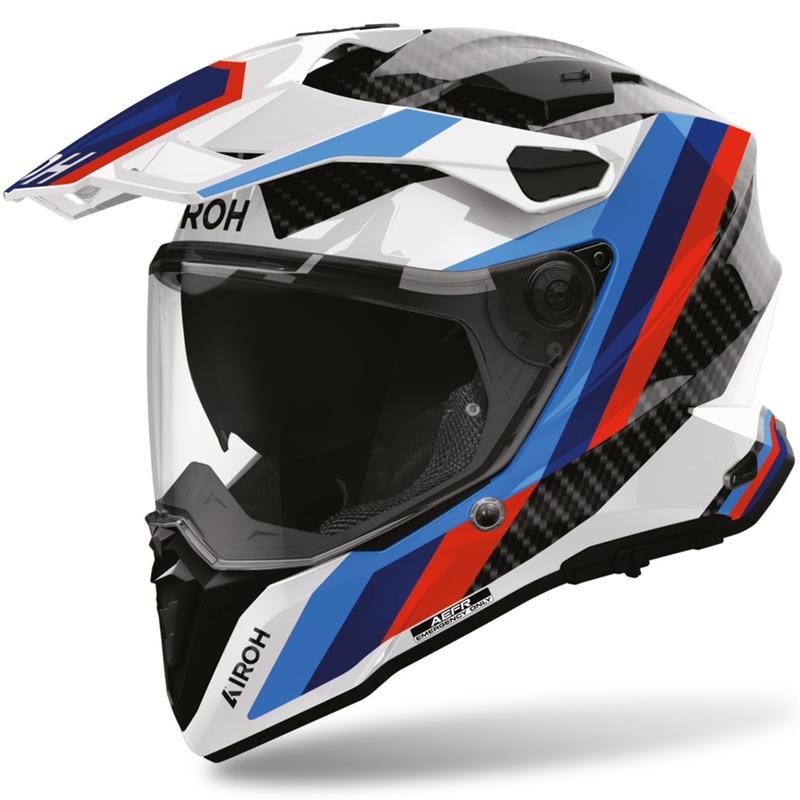 Casco de moto Enduro Airoh Commander 2 Carbon Rank negro-blanco-azul