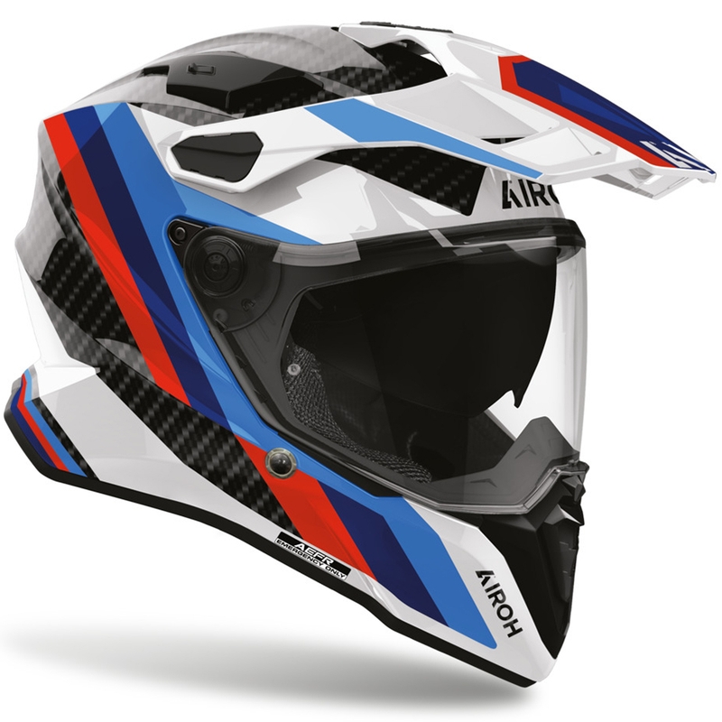 Casco de moto Enduro Airoh Commander 2 Carbon Rank negro-blanco-azul