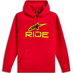 Sudadera con capucha Alpinestars Ride 3 rojo-amarillo flúor-negro