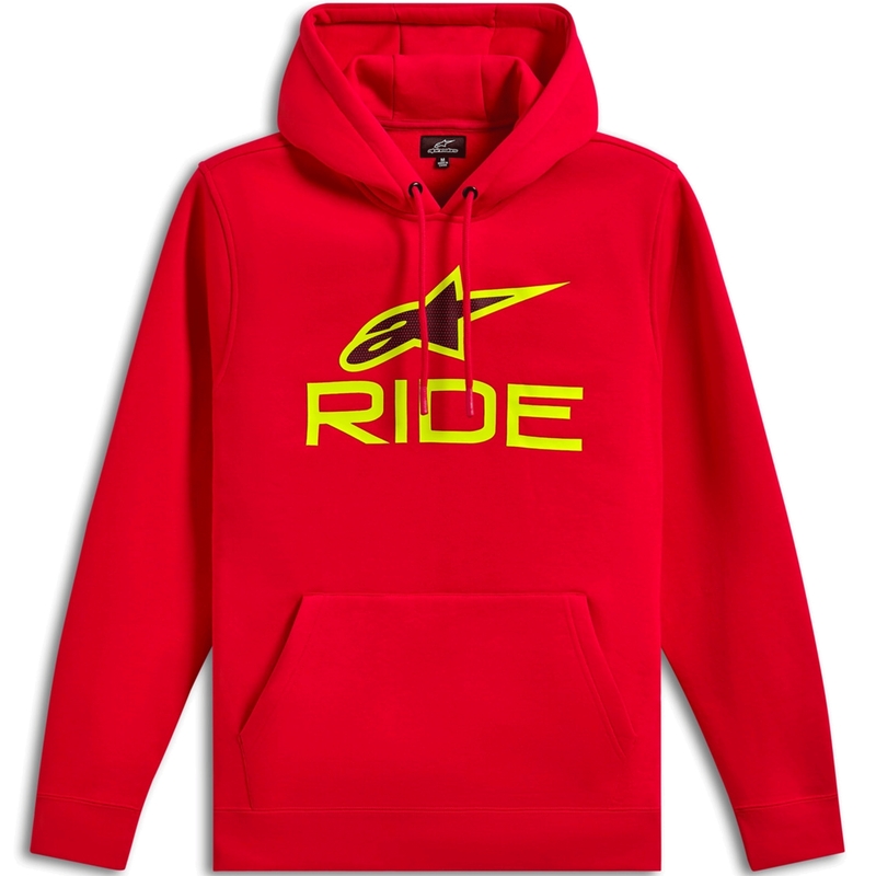 Sudadera con capucha Alpinestars Ride 3 rojo-amarillo flúor-negro