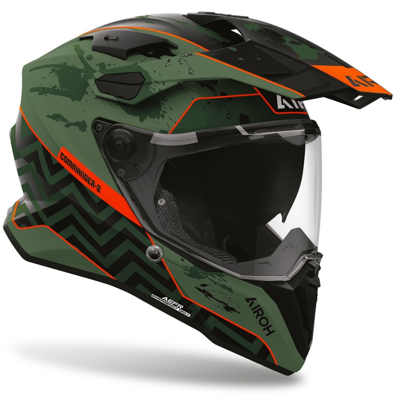 Casco de moto Enduro Airoh Commander 2 Plug negro mate-verde-rojo