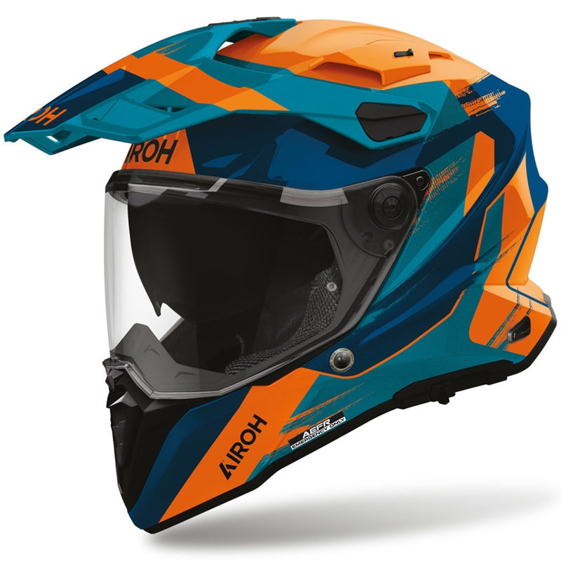Casco de moto Enduro Airoh Commander 2 Razor azul-naranja