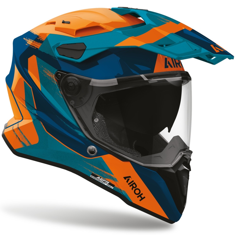 Casco de moto Enduro Airoh Commander 2 Razor azul-naranja
