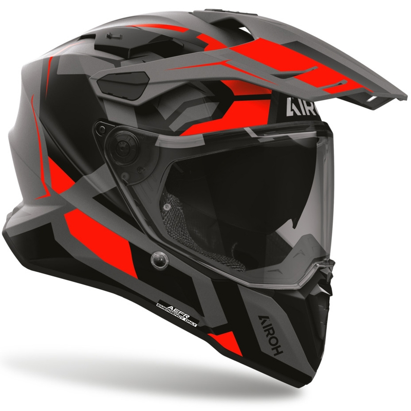 Casco de moto Enduro Airoh Commander 2 Polar rojo flúor mate