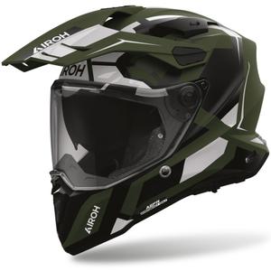 Casco integral de moto Airoh Commander 2 Polar, color verde mate.