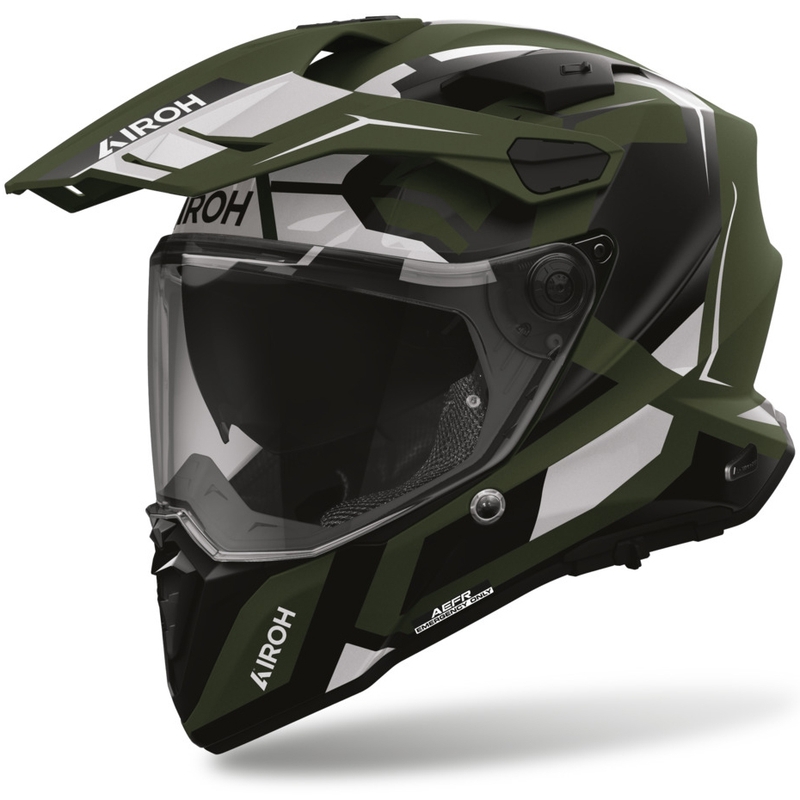 Casco integral de moto Airoh Commander 2 Polar, color verde mate.