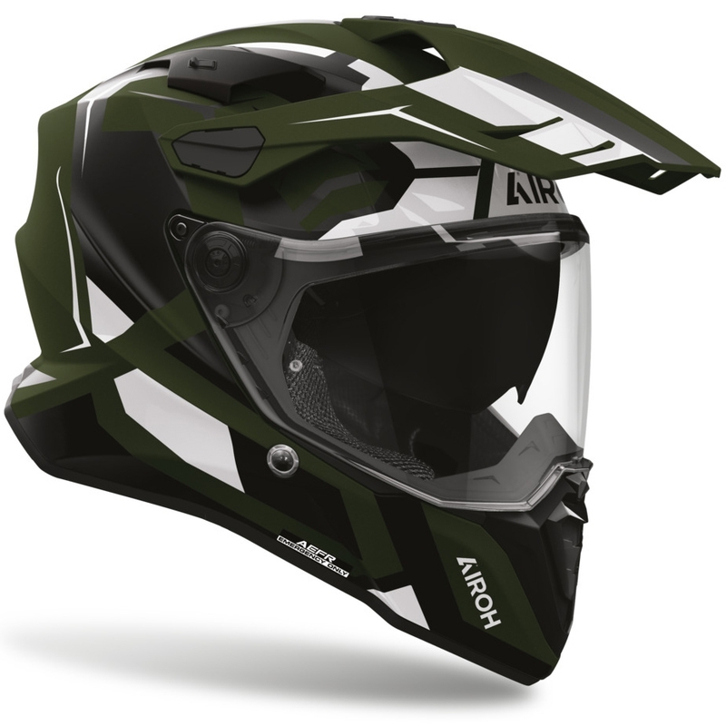 Casco integral de moto Airoh Commander 2 Polar, color verde mate.