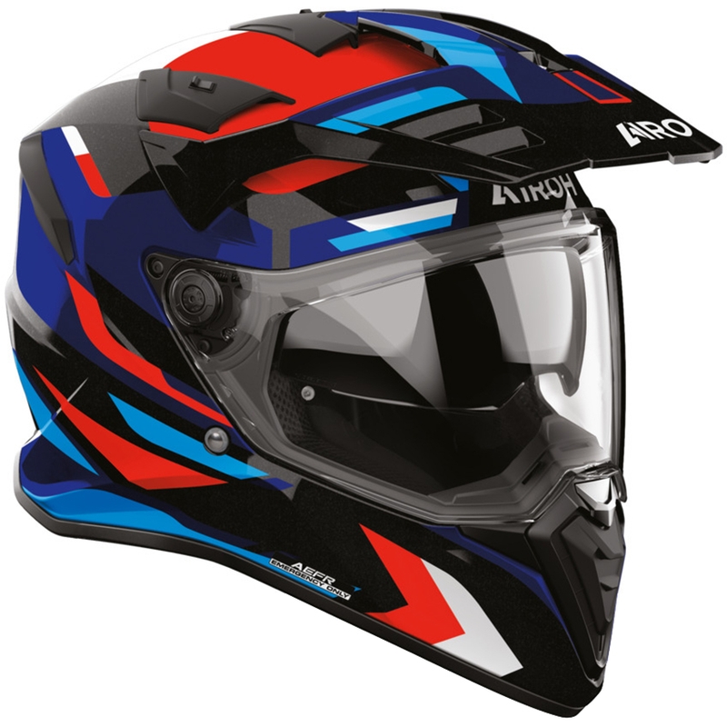 Casco de moto Enduro Airoh BADX-X Glitch azul-rojo