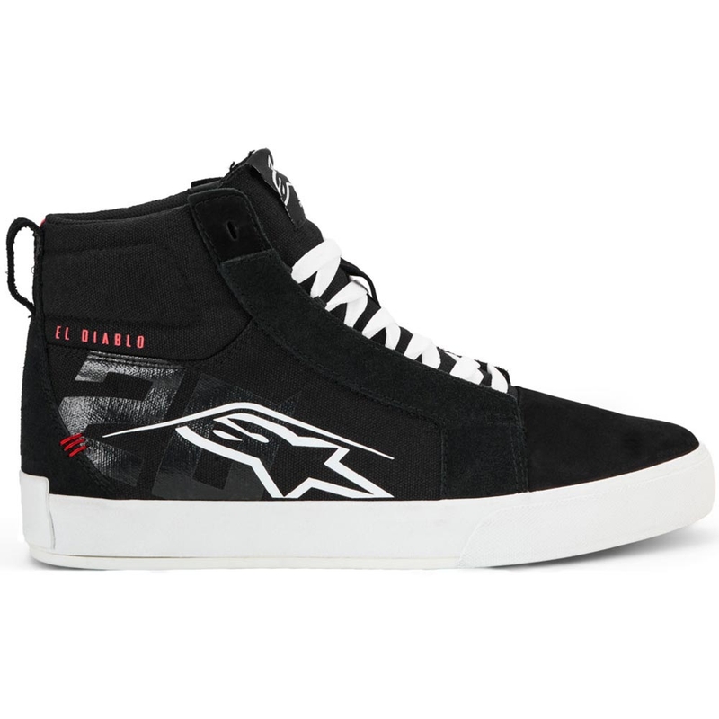 Botas de moto Alpinestars Ride-63 Canvas FQ20 negras, blancas y rojas.