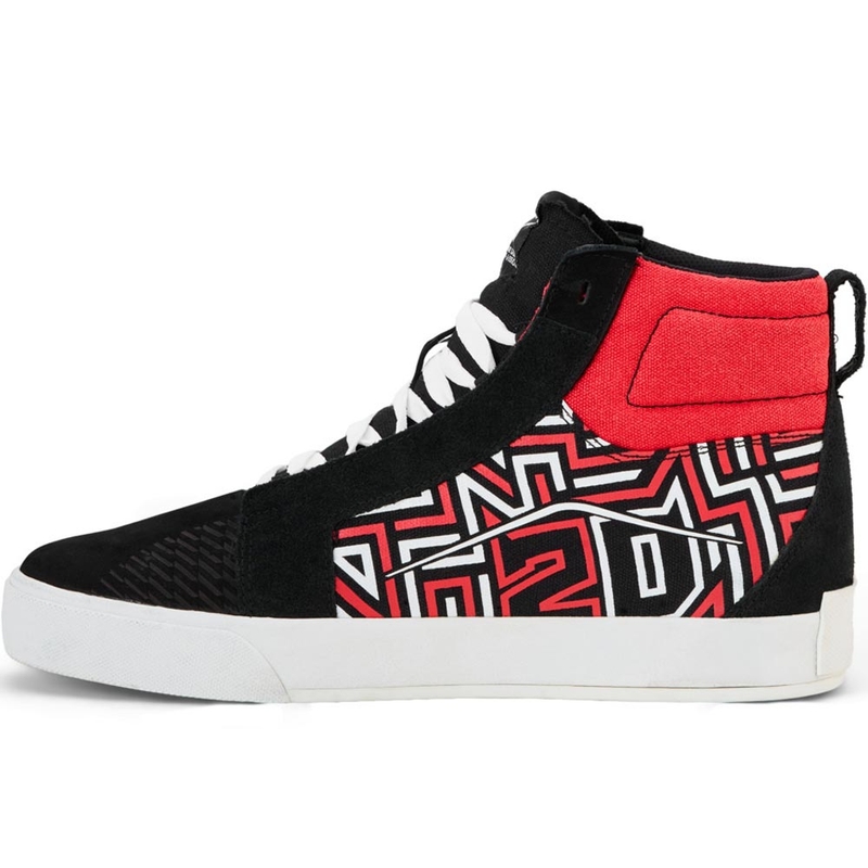 Botas de moto Alpinestars Ride-63 Canvas FQ20 negras, blancas y rojas.