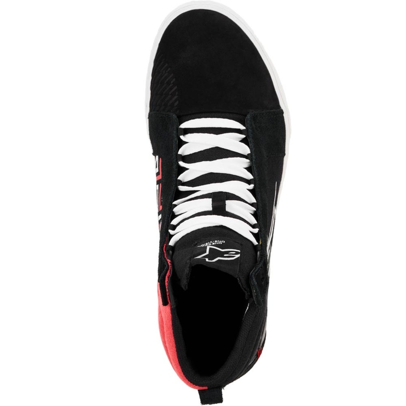 Botas de moto Alpinestars Ride-63 Canvas FQ20 negras, blancas y rojas.