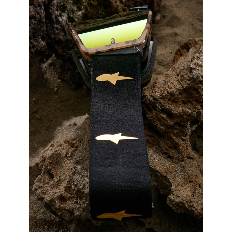 Gafas de motocross Alpinestars Supertech Zona edición limitada, color negro-marrón con plexiglás dorado espejado.