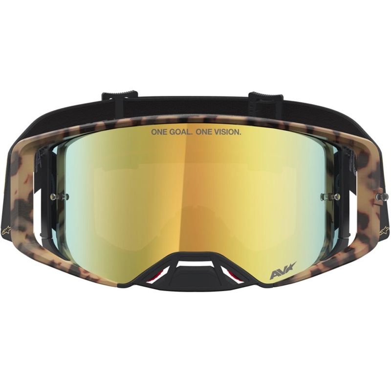 Gafas de motocross Alpinestars Supertech Zona edición limitada, color negro-marrón con plexiglás dorado espejado.