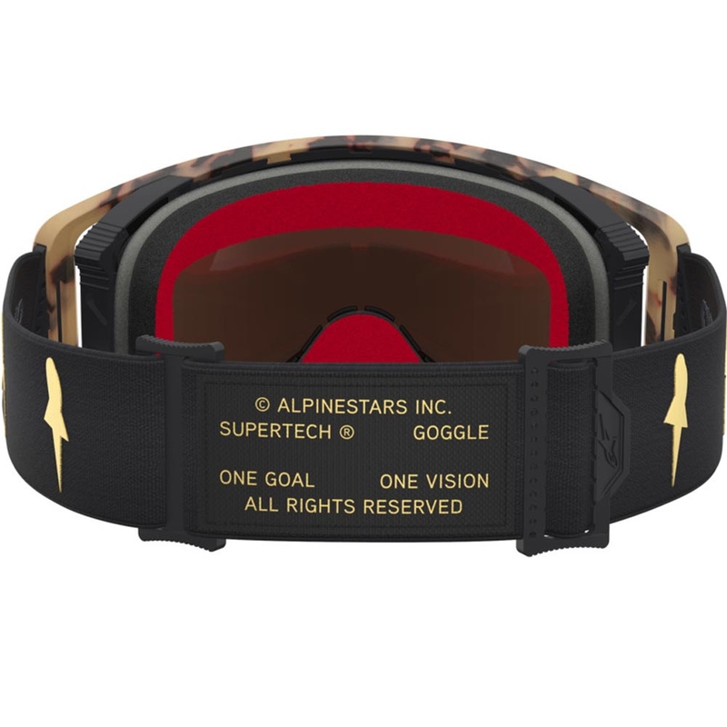 Gafas de motocross Alpinestars Supertech Zona edición limitada, color negro-marrón con plexiglás dorado espejado.
