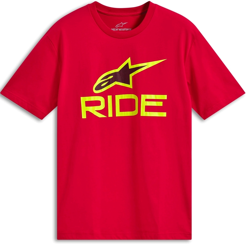 Camiseta Alpinestars Ride 4.0 CSF roja-amarillo flúor-negra