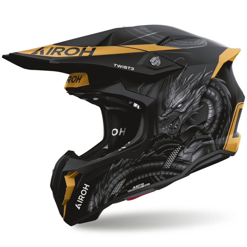 Casco de motocross Airoh Twist 3 Maleficent negro mate-dorado