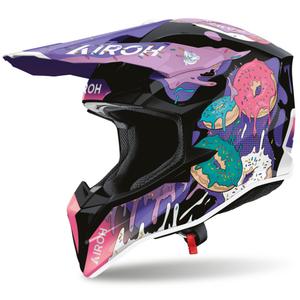 Casco de motocross Airoh Wraaap Donuts rosa-morado-negro
