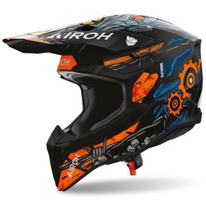 Casco de motocross Airoh Wraaap Gear negro mate-naranja