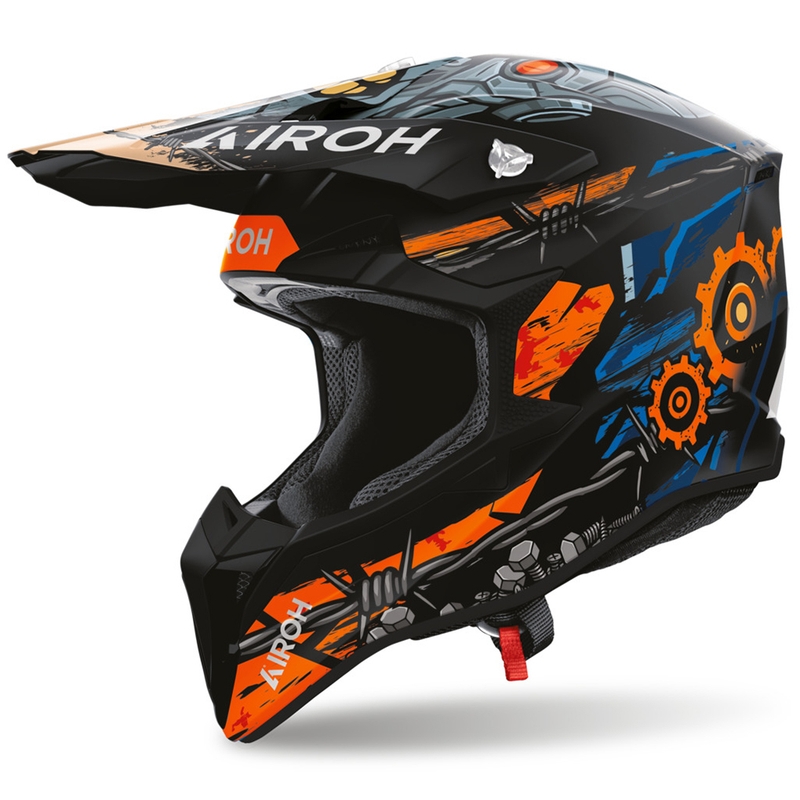 Casco de motocross Airoh Wraaap Gear negro mate-naranja