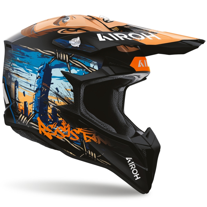 Casco de motocross Airoh Wraaap Gear negro mate-naranja