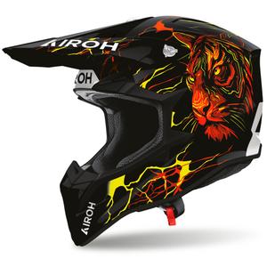 Casco de motocross Airoh Wraaap Tyger negro-rojo-amarillo