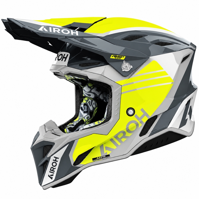 Casco de motocross Airoh Aviator Factory Atlan gris-amarillo