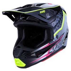 Casco de motocross Alpinestars Supertech S-M7 Blaster Gris-Amarillo Flúor