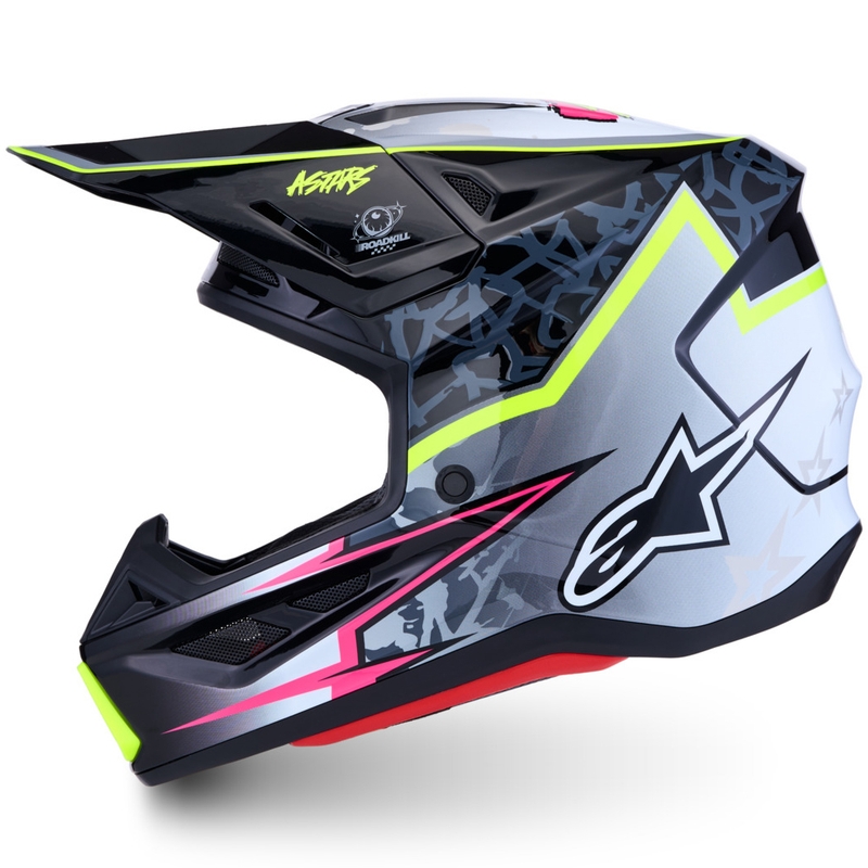 Casco de motocross Alpinestars Supertech S-M7 Blaster Gris-Amarillo Flúor