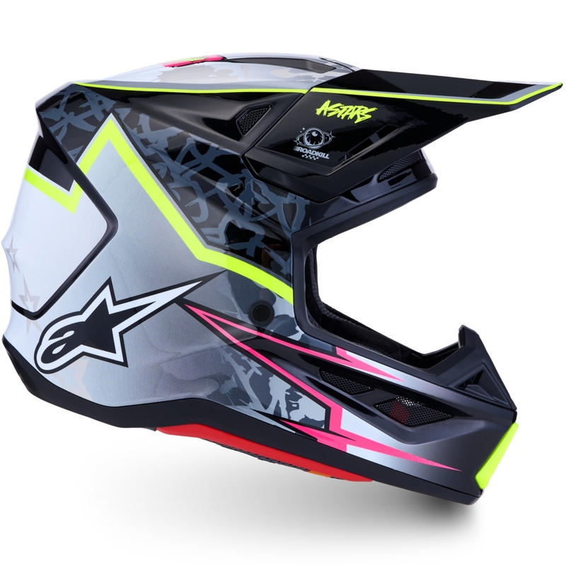 Casco de motocross Alpinestars Supertech S-M7 Blaster Gris-Amarillo Flúor