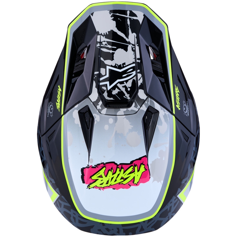 Casco de motocross Alpinestars Supertech S-M7 Blaster Gris-Amarillo Flúor
