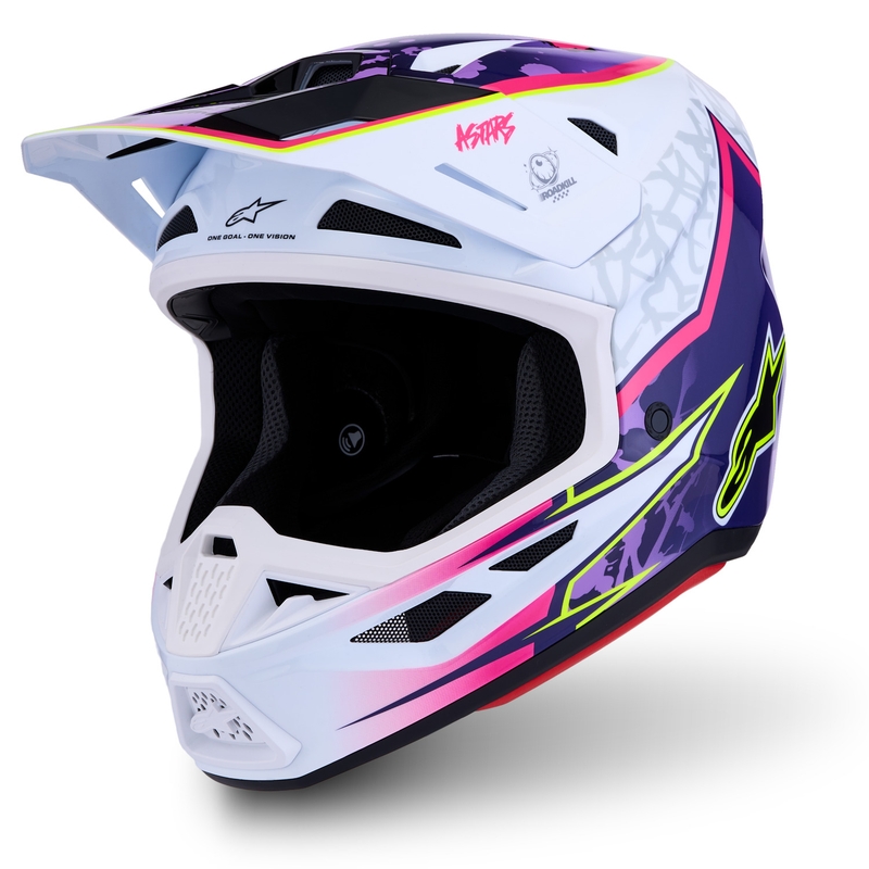 Casco de motocross Alpinestars Supertech S-M7 Blaster morado-blanco