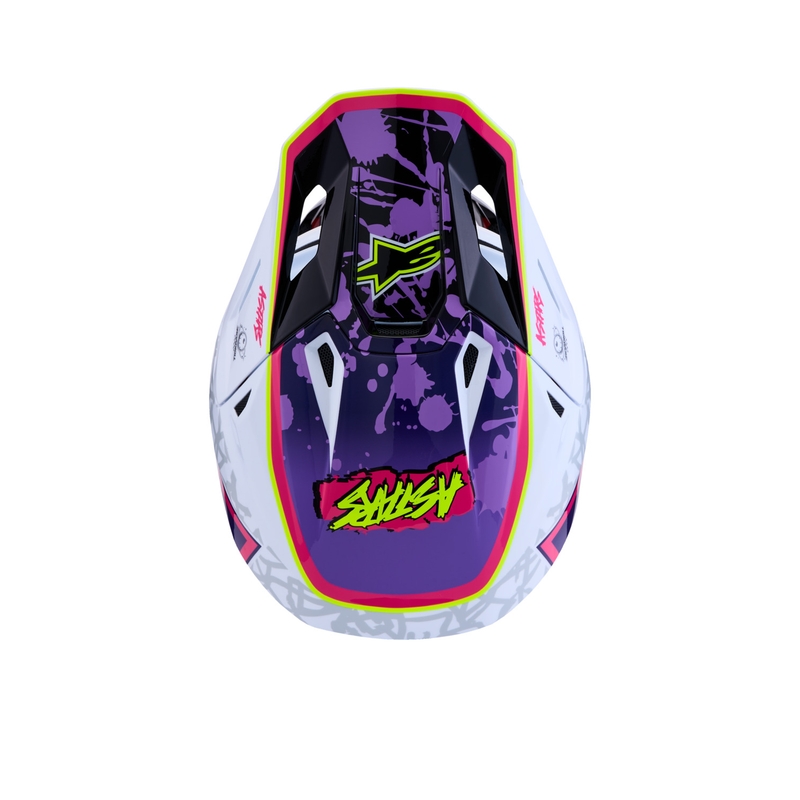 Casco de motocross Alpinestars Supertech S-M7 Blaster morado-blanco