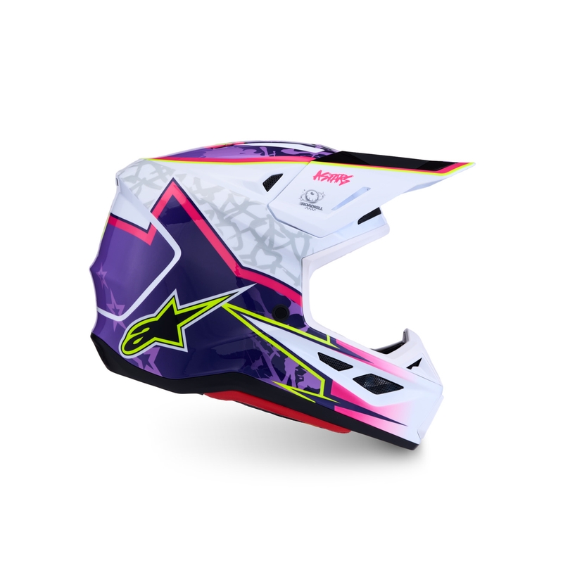 Casco de motocross Alpinestars Supertech S-M7 Blaster morado-blanco