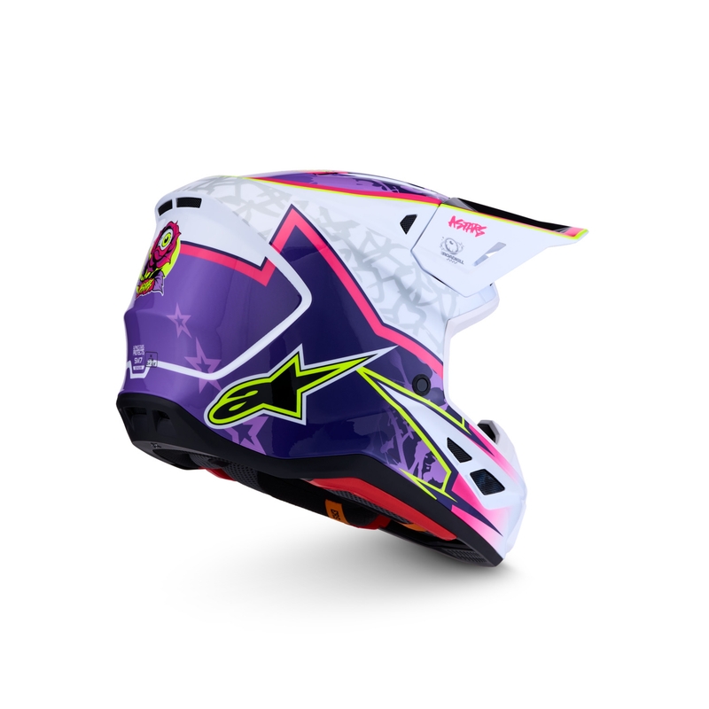 Casco de motocross Alpinestars Supertech S-M7 Blaster morado-blanco