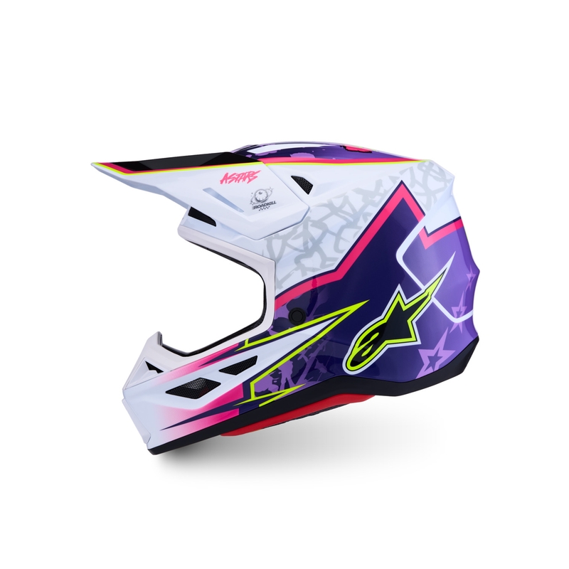 Casco de motocross Alpinestars Supertech S-M7 Blaster morado-blanco