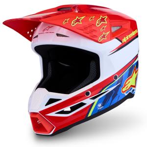 Casco de motocross Alpinestars S-M3 Falcon rojo flúor-blanco